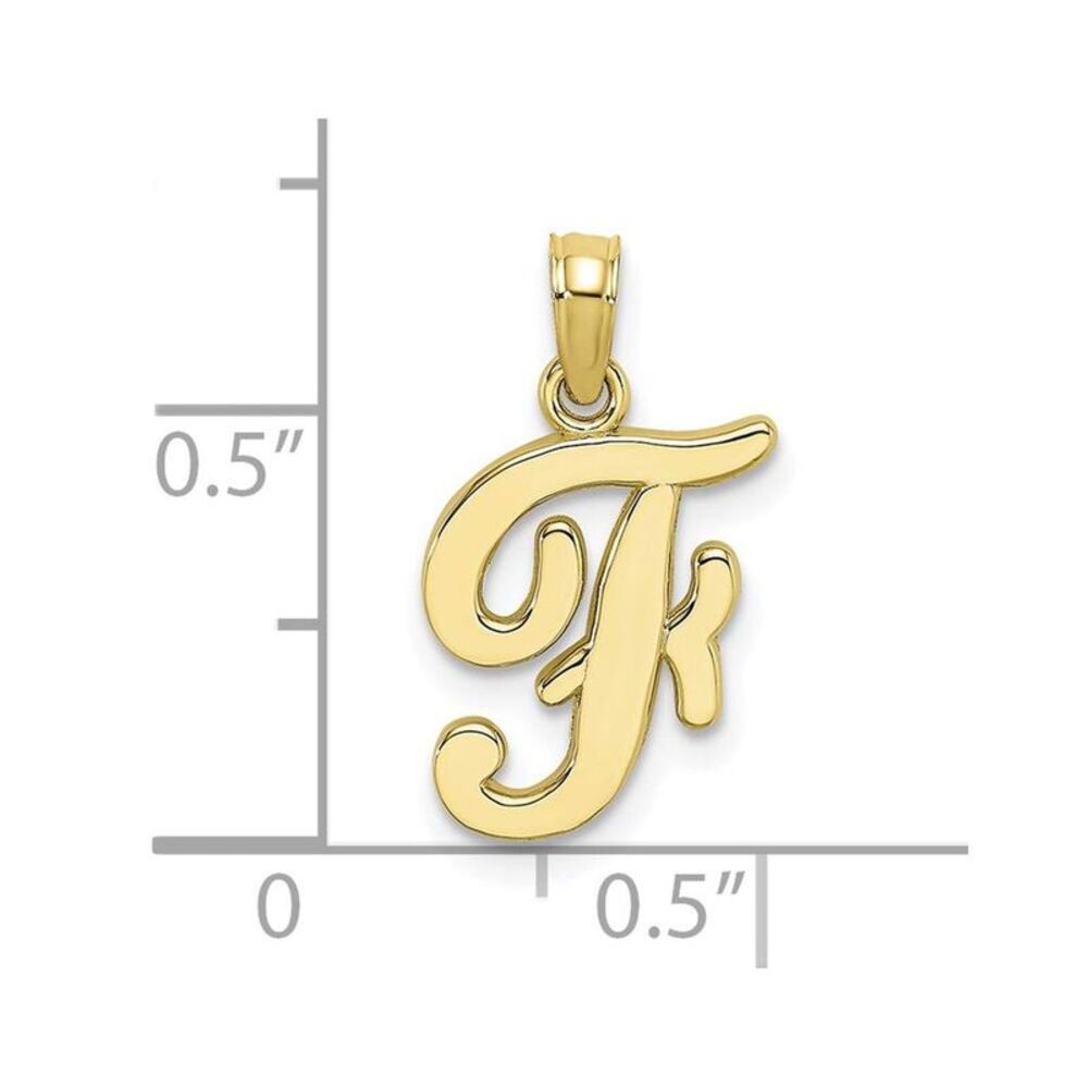 10k Yellow Gold Polished F Script Initial Charm - image 8